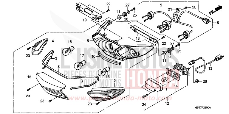 TAILLIGHT for Varadero ABS PEARL CONCOURS BLACK (NHA65) from 2007